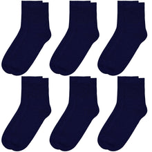 Load image into Gallery viewer, Falari Women Diabetic Socks Diabetes Edema and Circulatory Loose Fitting Cotton Quarter Socks - 6 Pairs Navy