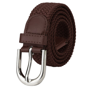 Falari Canvas Braided Stretch Belt with Silver Buckle