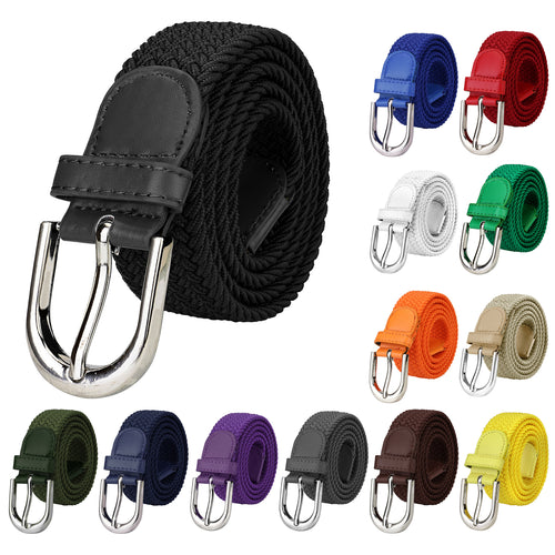 Falari Canvas Braided Stretch Belt with Silver Buckle