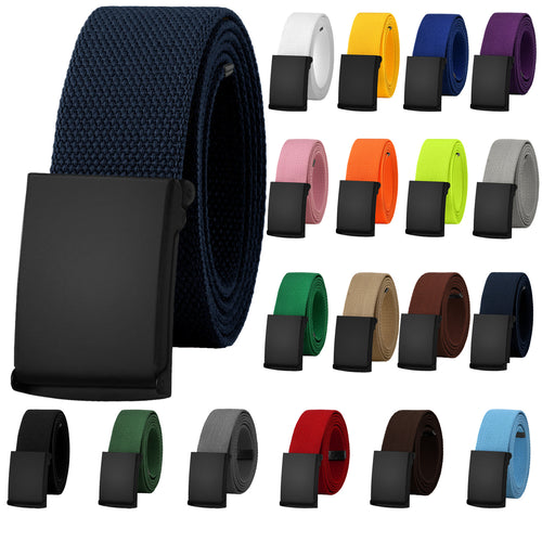 Canvas Web Belt Fully Adjustable Cut to Fit Golf Belt Flip Top Black Buckle