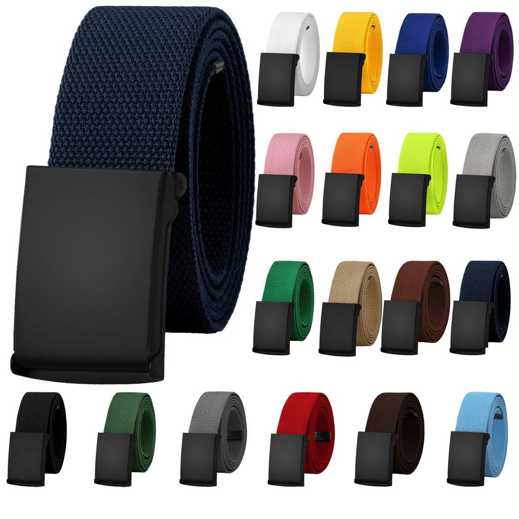 Canvas Web Belt Fully Adjustable Cut to Fit Golf Belt Flip Top Black Buckle