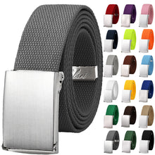 Load image into Gallery viewer, Web Belt Fully Adjustable Cut to Fit Golf Belt Flip Top Silver Buckle