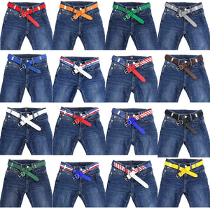 Falari Kids Leather Elastic Adjustable Belts for Boy Girl All Occasion Variety Colors