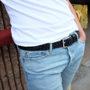 Men's Leather Braided Belt Stainless Steel Buckle 35mm