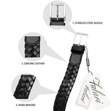 Load image into Gallery viewer, Men&#39;s Leather Braided Belt Stainless Steel Buckle 35mm