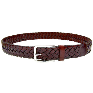 Men's Leather Braided Belt Stainless Steel Buckle 35mm