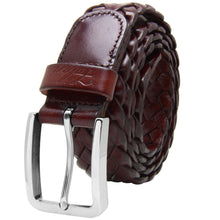 Load image into Gallery viewer, Men&#39;s Leather Braided Belt Stainless Steel Buckle 35mm
