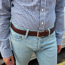 Load image into Gallery viewer, Men&#39;s Leather Braided Belt Stainless Steel Buckle 35mm 9007