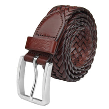 Load image into Gallery viewer, Men&#39;s Leather Braided Belt Stainless Steel Buckle 35mm 9007