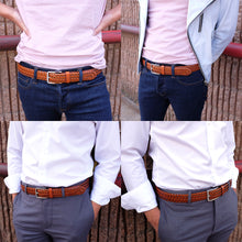 Load image into Gallery viewer, Men&#39;s Leather Braided Belt Stainless Steel Buckle 35mm 9007