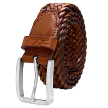 Load image into Gallery viewer, Men&#39;s Leather Braided Belt Stainless Steel Buckle 35mm 9007