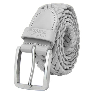 Men's Leather Braided Belt Stainless Steel Buckle 35mm 9007