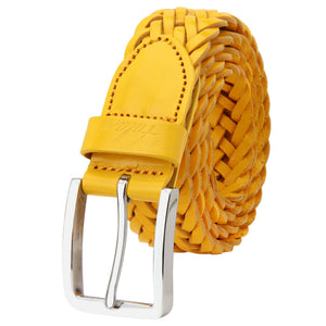 Men's Leather Braided Belt Stainless Steel Buckle 35mm 9007