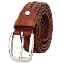 Load image into Gallery viewer, Men&#39;s Leather Braided Belt Stainless Steel Buckle 35mm 9011