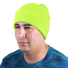 Load image into Gallery viewer, Knitted Beanie Hat - Neon Yellow