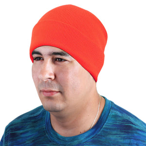 Knitted Beanie Hat - Orange