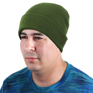 Knitted Beanie Hat - Army Green